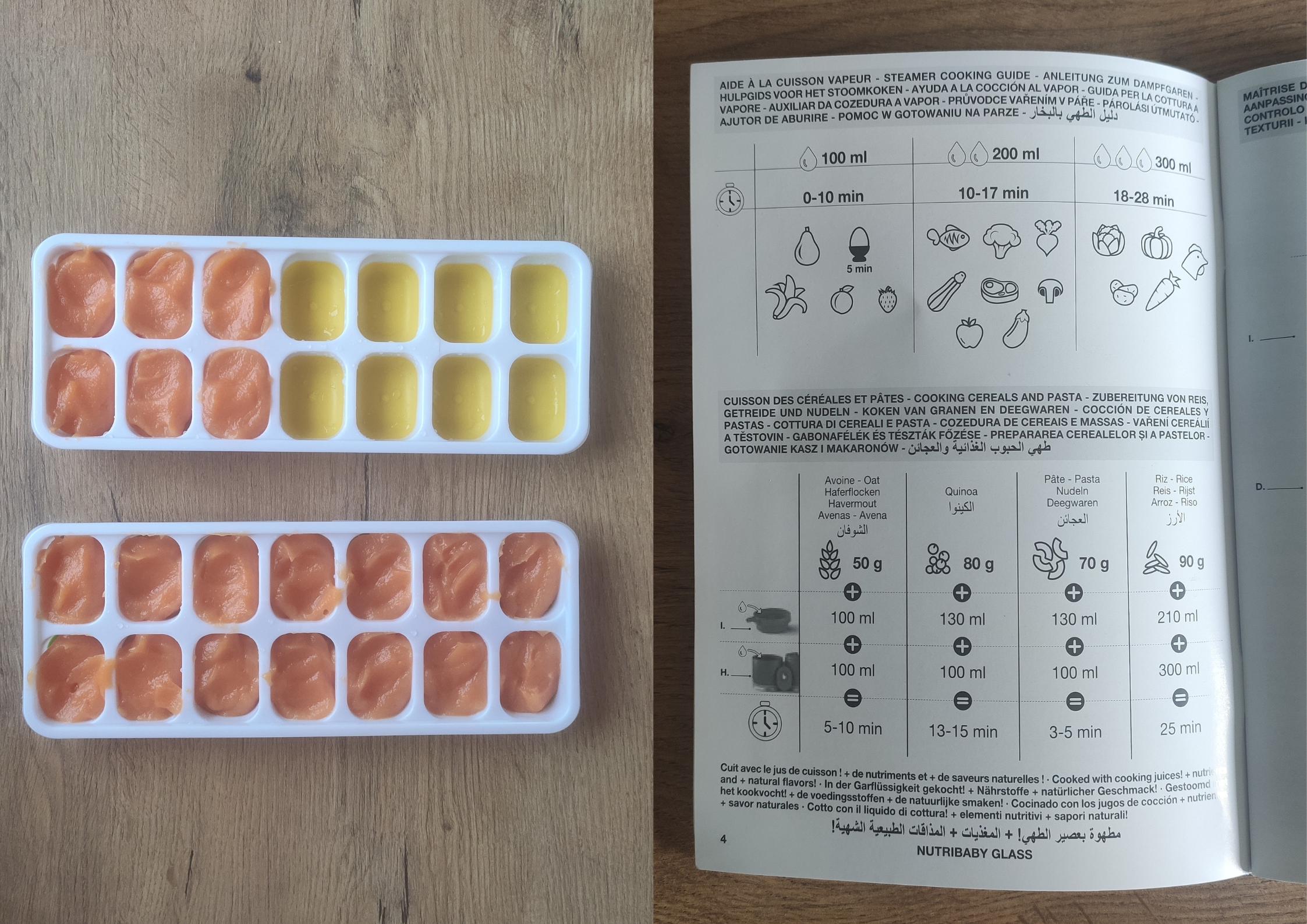 tableau de cuisson aliment nutribaby glass guide